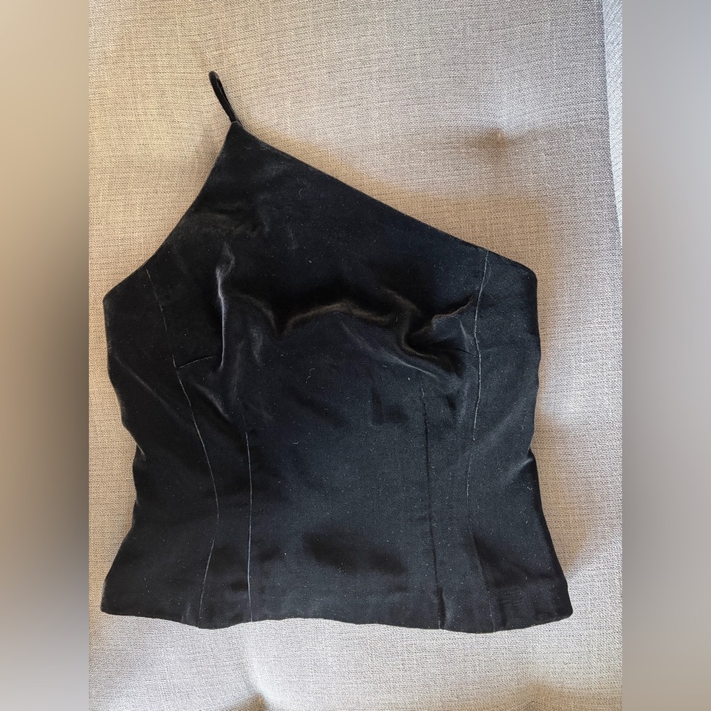 Ann Taylor One-Shoulder Velvet Top